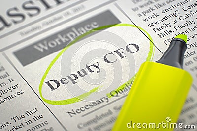 We`re Hiring Deputy CFO. 3D. Stock Photo