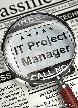 We`re Hiring IT Project Manager. 3D. Stock Photo