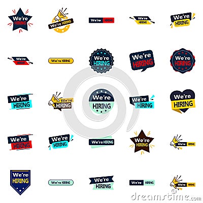 25 We\'re Hiring Vector Graphics to make your recruitment materials shine Vector Illustration