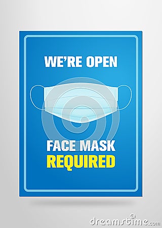 Face mask required. Vector Illustration