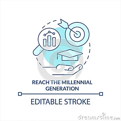 Reach millennial generation turquoise concept icon Vector Illustration