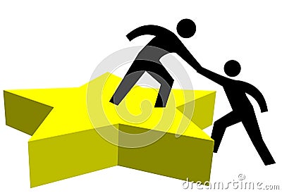 Reach out a helping Hand to success star Vector Illustration