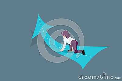 Reach the target. Businessman running to the target. Concept business. - Vector Cartoon Illustration