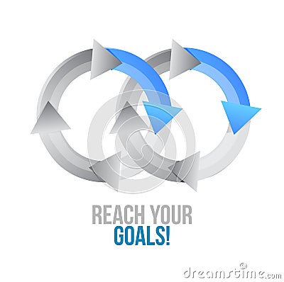 reach your goals. moving together cycle concept sign Stock Photo