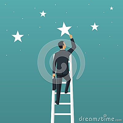 Reaching goal. Get star Vector Illustration