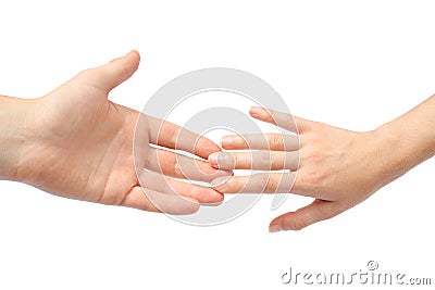 Reaching hands Stock Photo