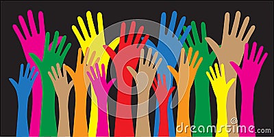 Reaching hands freedom diversity Stock Photo