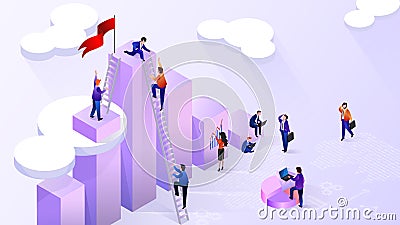 Reaching High Financial Indicators Vector Concept Vector Illustration