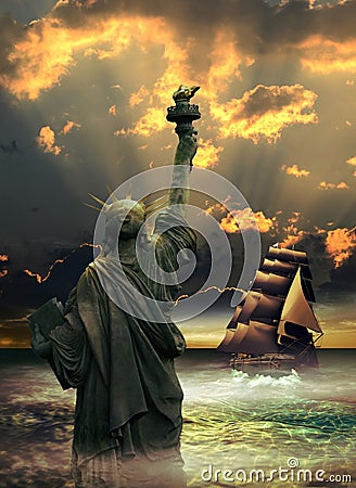 Reaching liberty Stock Photo