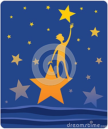 Reaching for Stars Vector Illustration