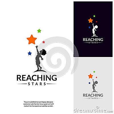 Reaching Stars Logo Design Template. Dream star logo. Emblem, Colorful, Creative Symbol, Icon Vector Illustration