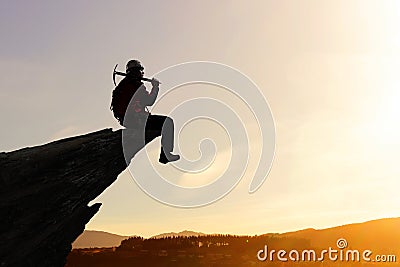 Reaching the top. Mixed media Stock Photo