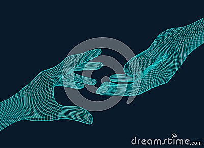 Reaching Wireframe hands Vector Illustration