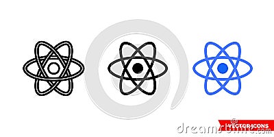 React icon of 3 types color, black and white, outline. Isolated vector sign symbol. Vector Illustration