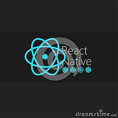React Native large icons set. Blue vector icons on a black background for your arts Vector Illustration