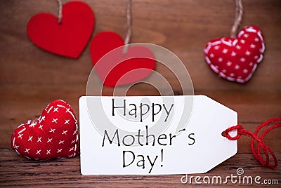 Read Hearts, Label, Text Happy Mothers Day Stock Photo