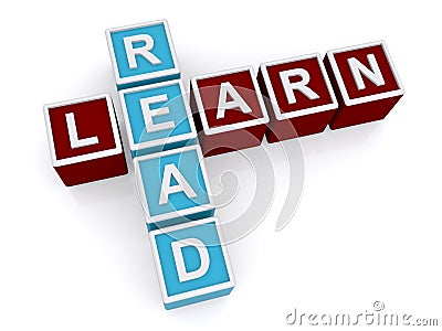 Read and learn spelled in blocks Stock Photo