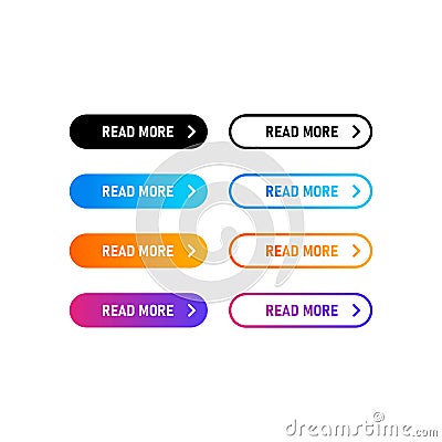 Read more web site button icon. Trendy read more button for web site, label, banner, sticker, design template, icon and logo. Vector Illustration