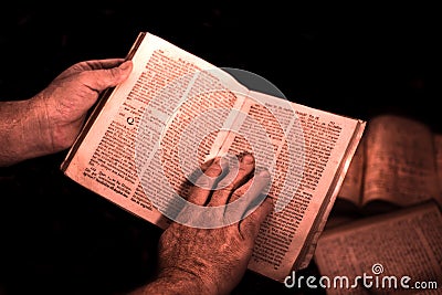 Readding a book detail red tones Stock Photo