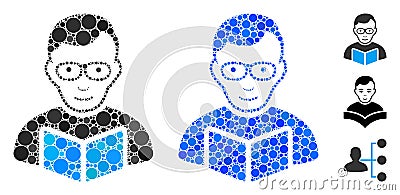 Reader Student Mosaic Icon of Spheric Items Stock Photo