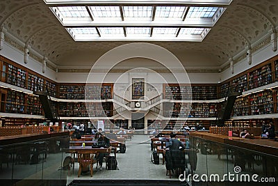 Neo-classical white Mitchell Reading Room in historic State Library of New South Wales NSW interior, Sydney downtown CBD Australia Editorial Stock Photo