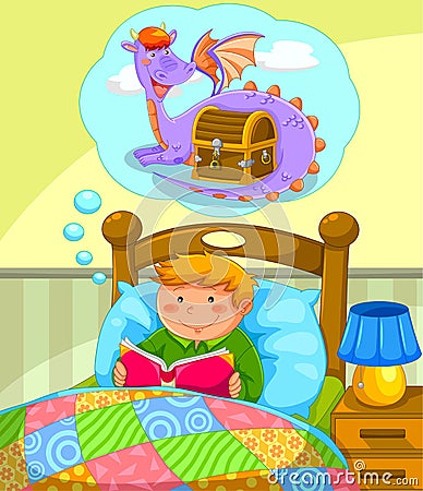 Reading in bed Vector Illustration