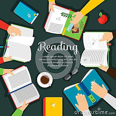 Reading club vector illustration Cartoon Illustration