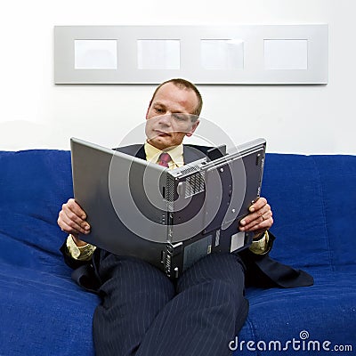 Reading an e-book Stock Photo