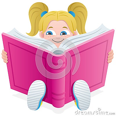 Reading Girl Vector Illustration