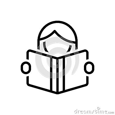 Black line icon for Reading, studying and recitation Vector Illustration