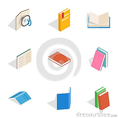 Reading icons, isometric 3d style Vector Illustration