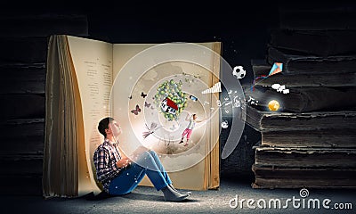 Reading and imagination Stock Photo