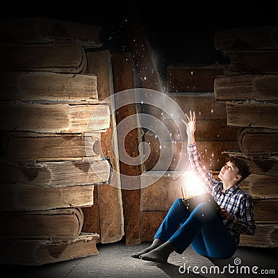 Reading and imagination Stock Photo