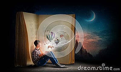 Reading and imagination Stock Photo