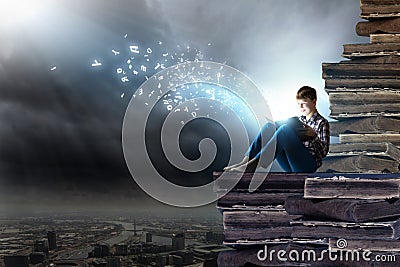 Reading and imagination Stock Photo