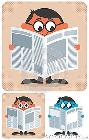 Reading Newspaper Vector Illustration