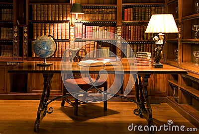 Reading room in old library. Stock Photo