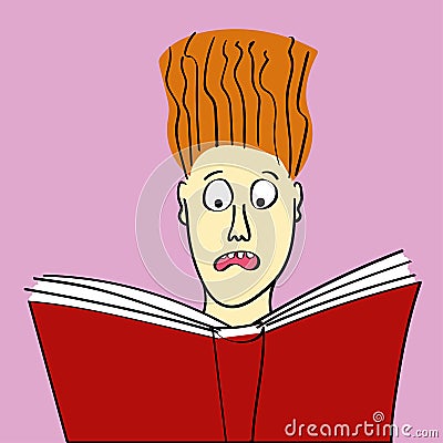 Reading A Scary Book Vector Illustration