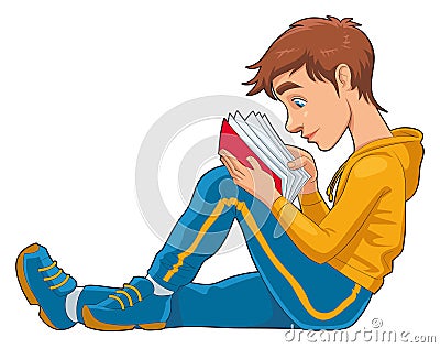 Reading student. Vector Illustration