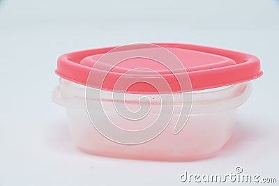 Pink lidded tupperware box Editorial Stock Photo