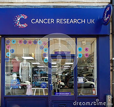 Cancer Research UK Store Frontage Editorial Stock Photo