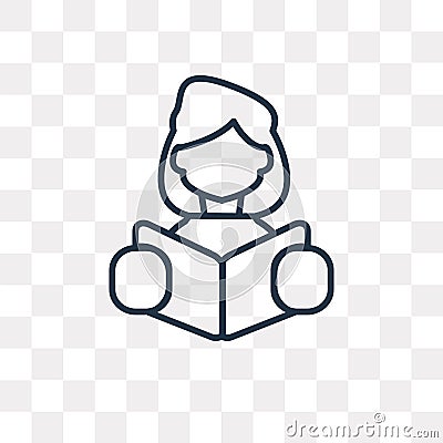 Reading vector icon isolated on transparent background, linear R Vector Illustration
