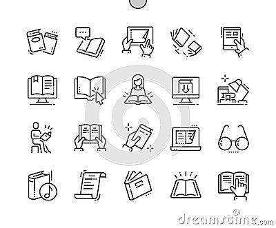 Reading Well-crafted Pixel Perfect Vector Thin Line Icons 30 2x Grid for Web Graphics and Apps. Vector Illustration