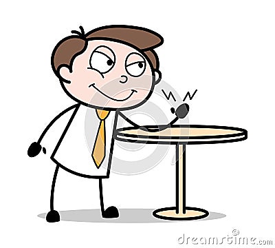 Ready for Arm Wrestling - Office Businessman Employee Cartoon Vector Illustration Stock Photo