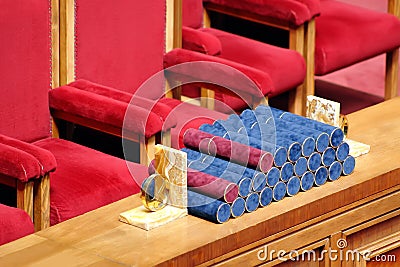 Ready graduation diplomas on the table Stock Photo