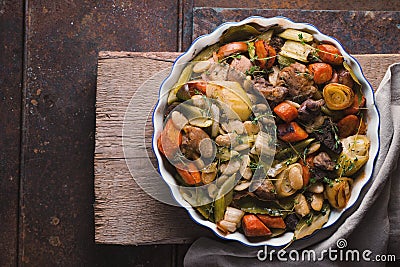 Ready-made kasul with pork and lamb and vegetables Stock Photo