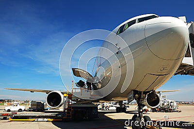 Ready passenger plane of lift-off Stock Photo