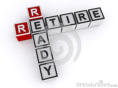 Ready retire word block on white Stock Photo