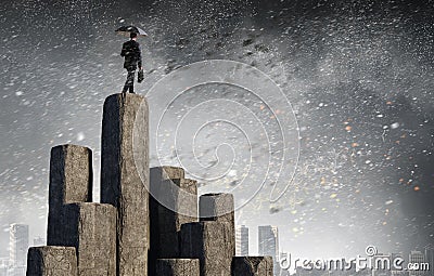 Ready to challenge it all. Mixed media Stock Photo