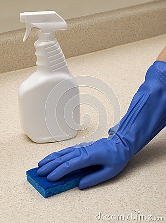 Ready To Clean With Spray Bottle And Sponge Stock Photo